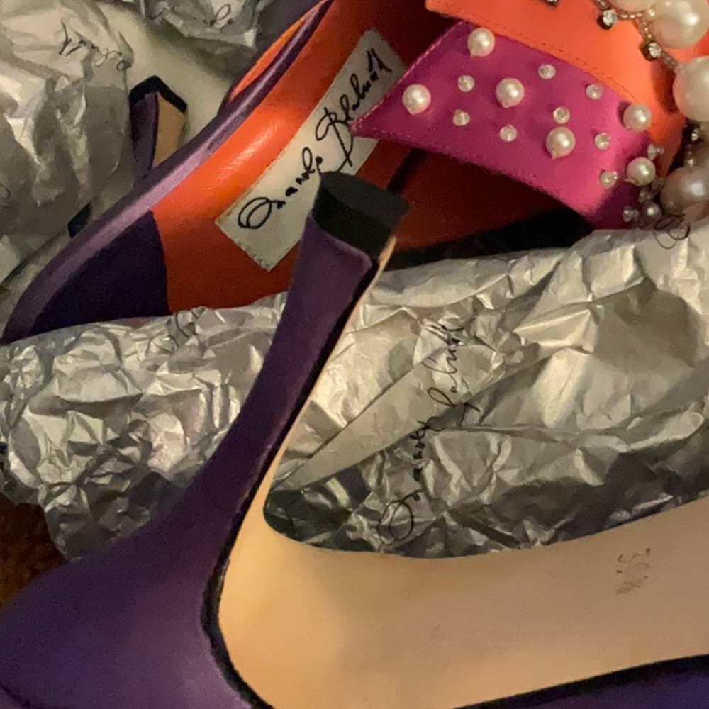 NWT RARE LIMITED EDITION MANOLO BLAHNIK PEARL AND JEWEL PURPLE ORANGE 39.5 9 9.5 - Picture 7 of 8